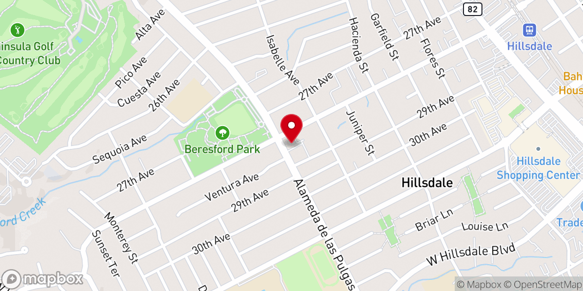 Map showing location of First Baptist Church-San Mateo