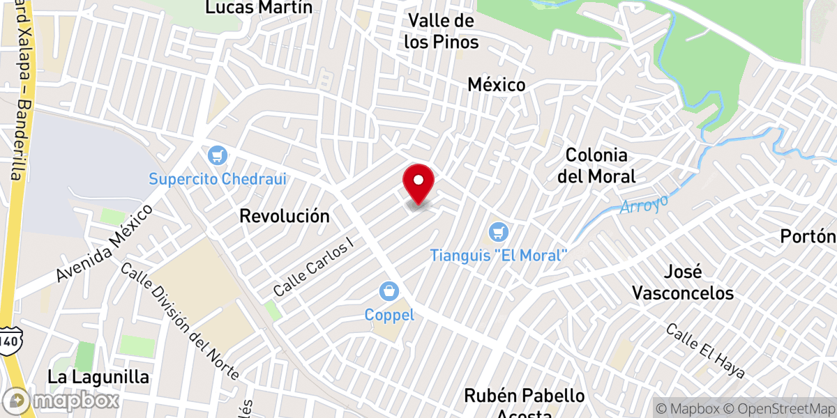 Map showing location of IGLESIA BAUTISTA EL CALVARIO