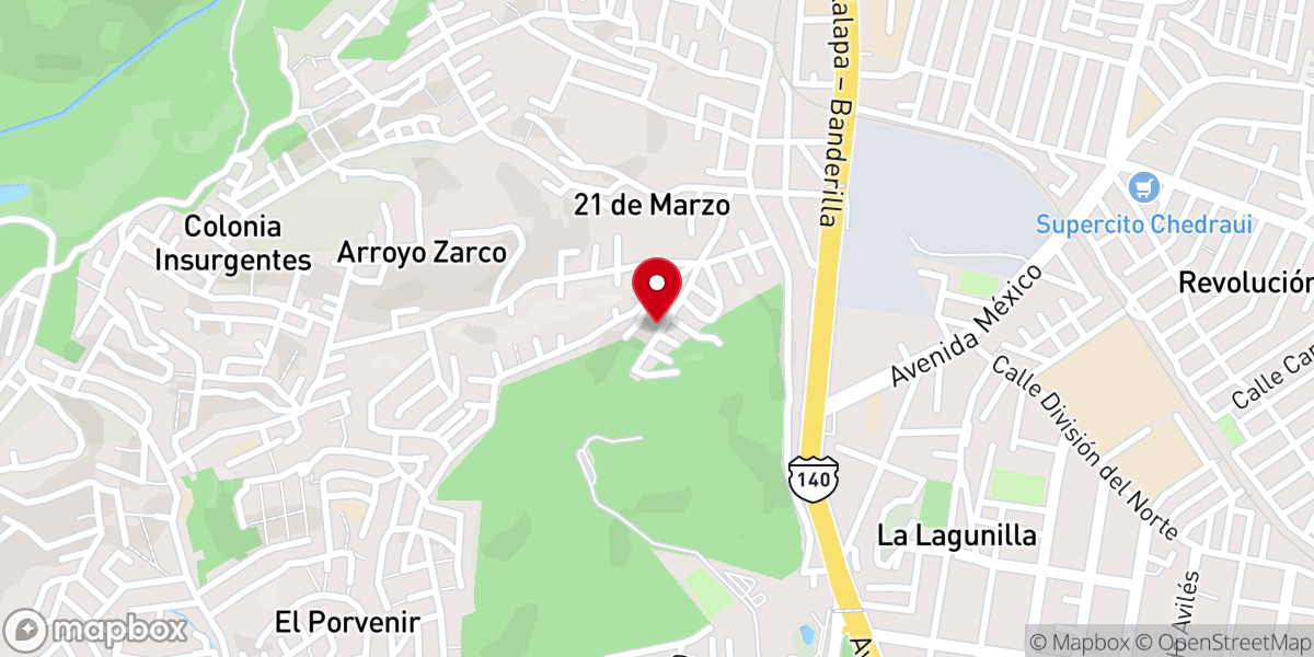Map showing location of Comunidad Cristiana Nueva Vida Xalapa