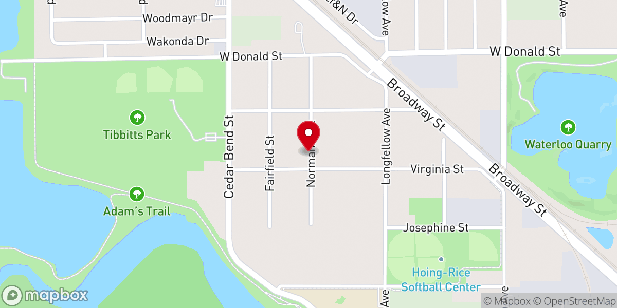 Map showing location of New Zion Baptist Church