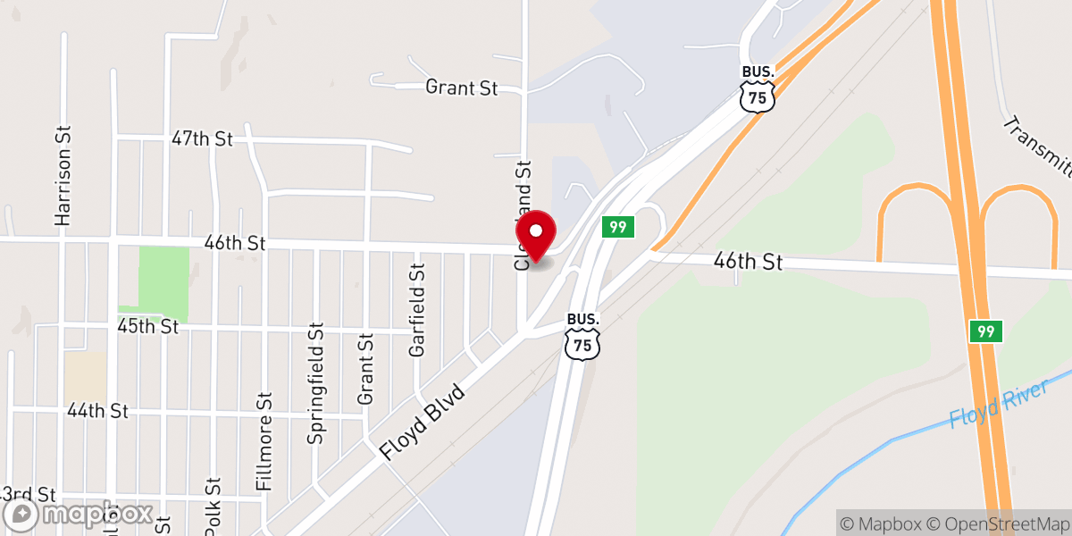 Map showing location of Floyd Boulevard Wesleyan Church
