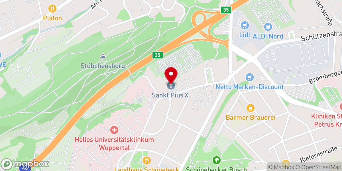 Map showing location of St. Pius X.
