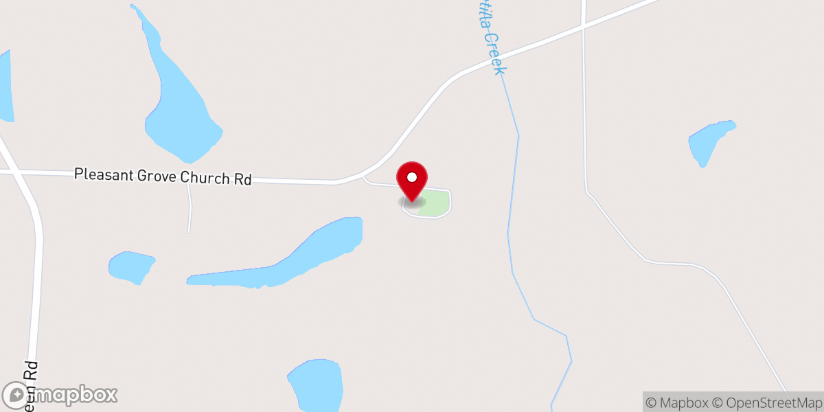 Map showing location of Pleasant Grove Church
