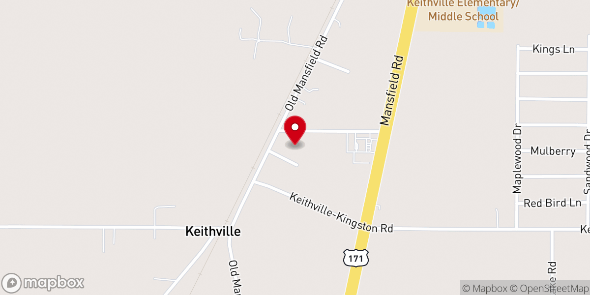 Map showing location of Keithville United Methodist