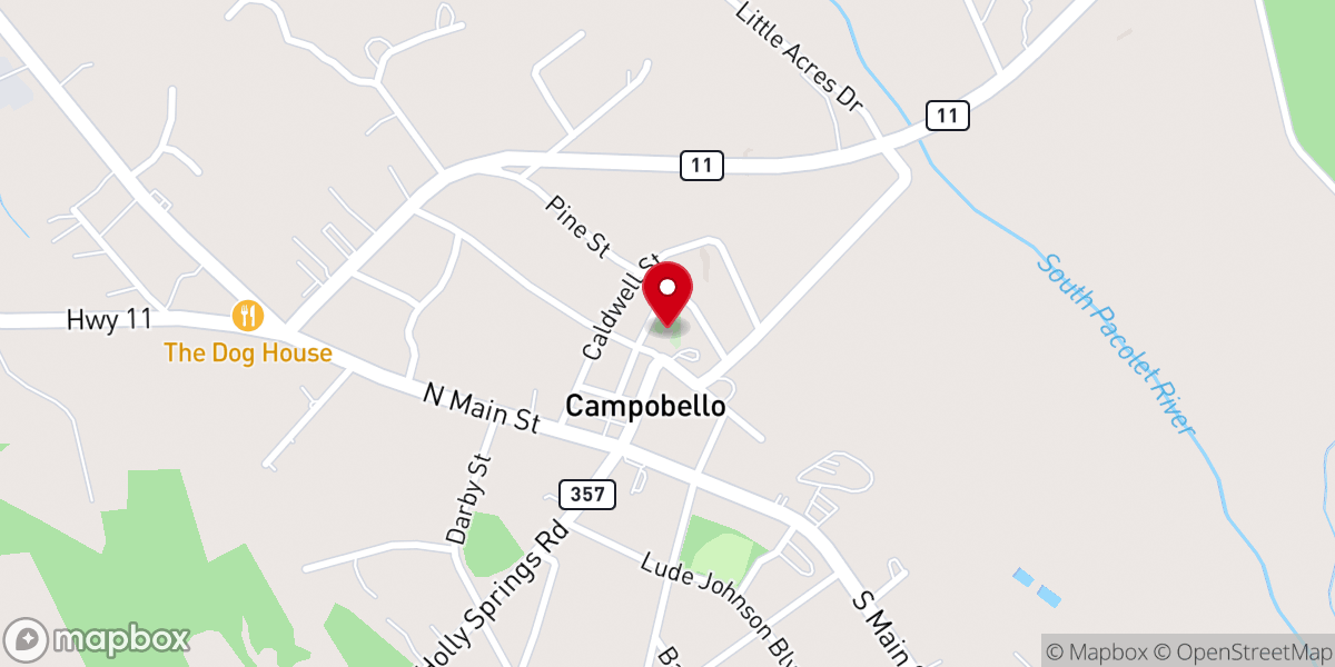 Map showing location of Campobello United Methodist