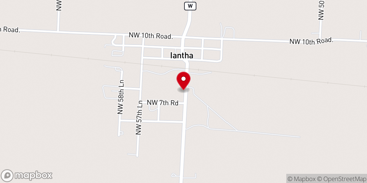Map showing location of Iantha Community Center