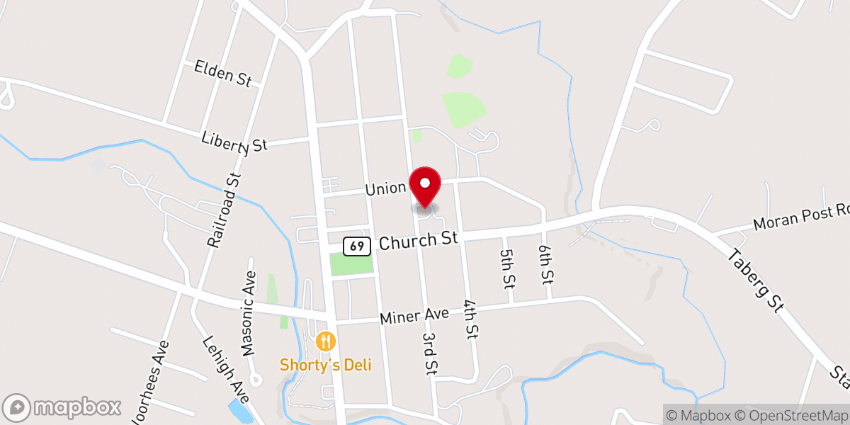 Map showing location of St John the Evangelist Parish Center