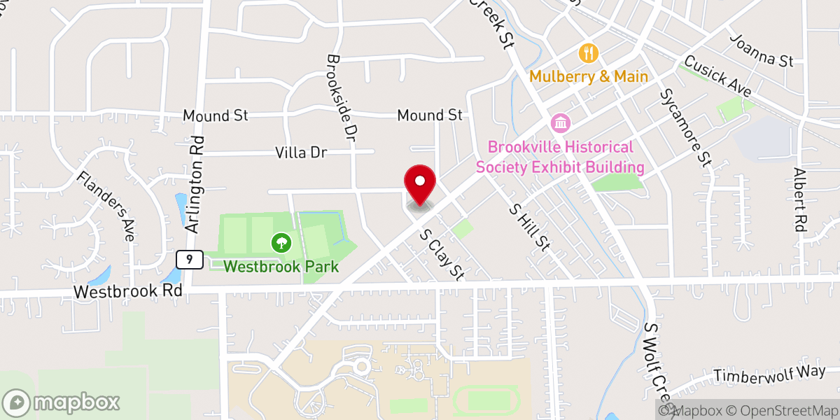 Map showing location of Brookville Church of the Brethren