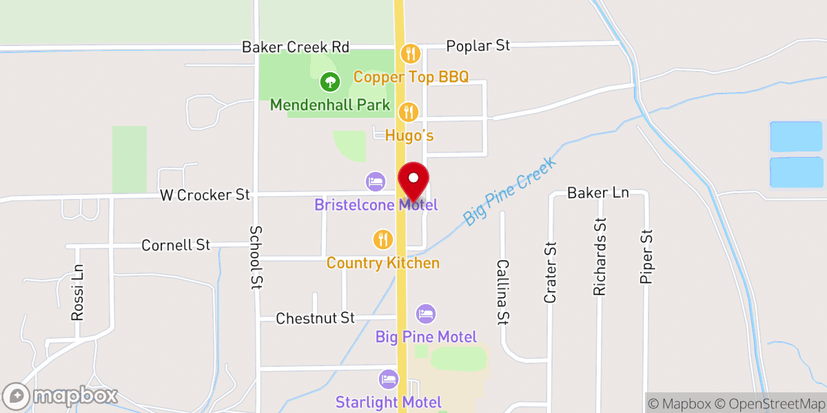 Map showing location of Big Pine Independent Pentecostal Church