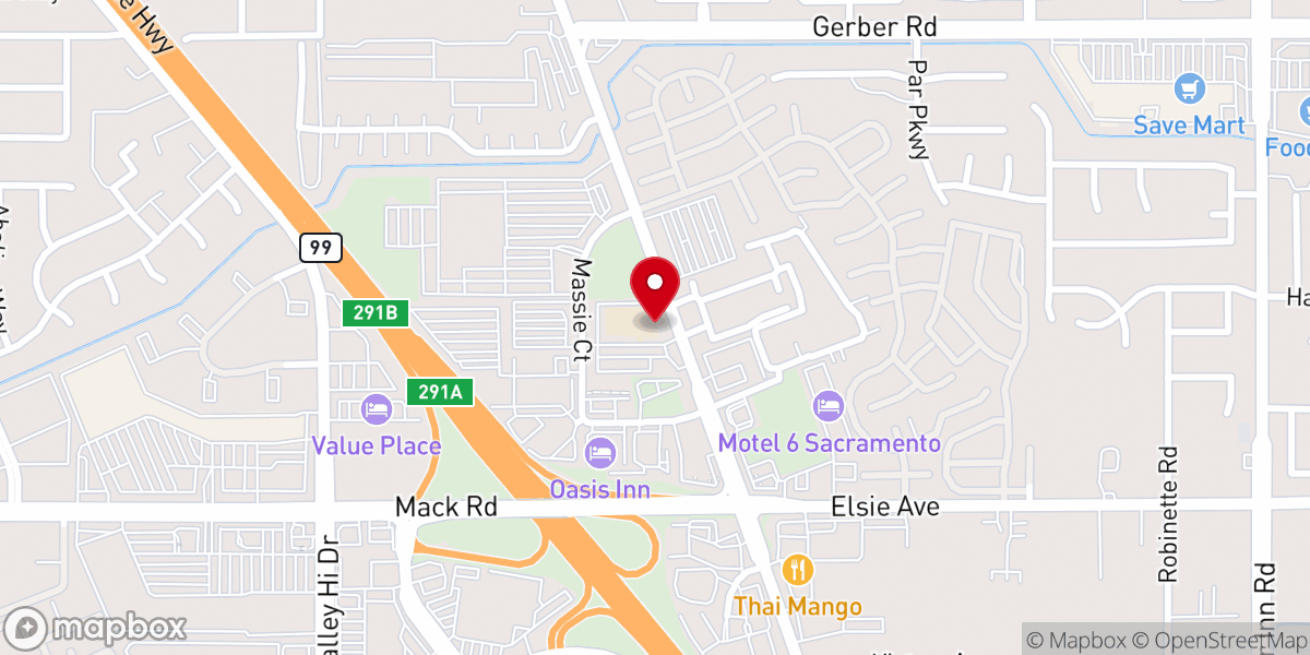 Map showing location of South Sacramento Christian Center