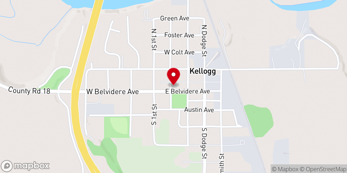 Map showing location of Kellogg United Methodist Church