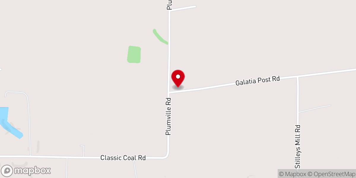 Map showing location of Plumville Church