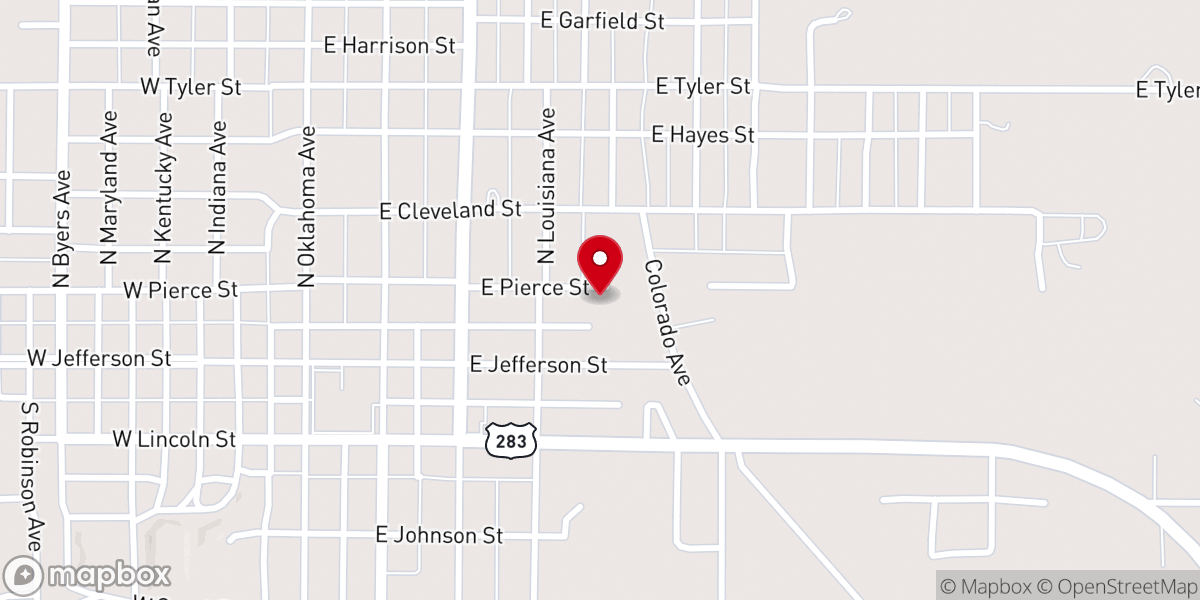 Map showing location of Rose Assembly of God Church