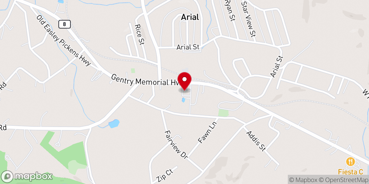 Map showing location of Easley Bible Methodist Church