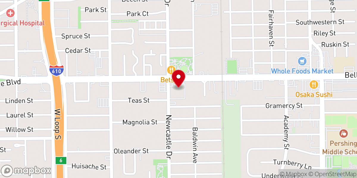 Map showing location of Bellaire United Methodist Church