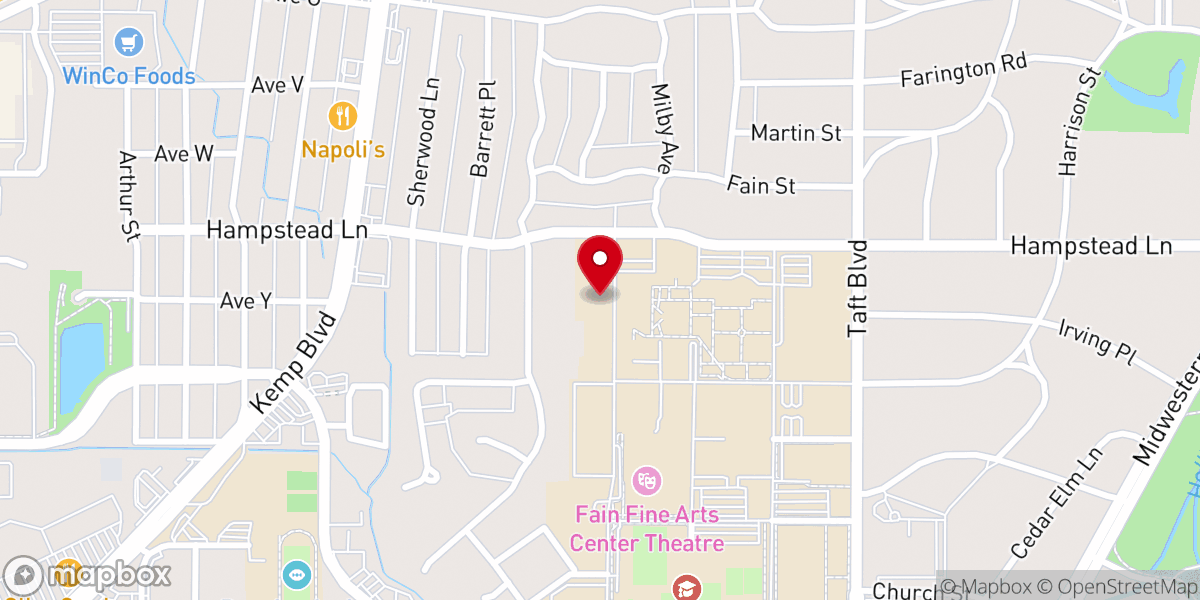 Map showing location of Catholic Campus Center at Midwestern State