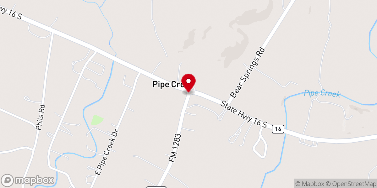 Map showing location of Pipe Creek Community Center