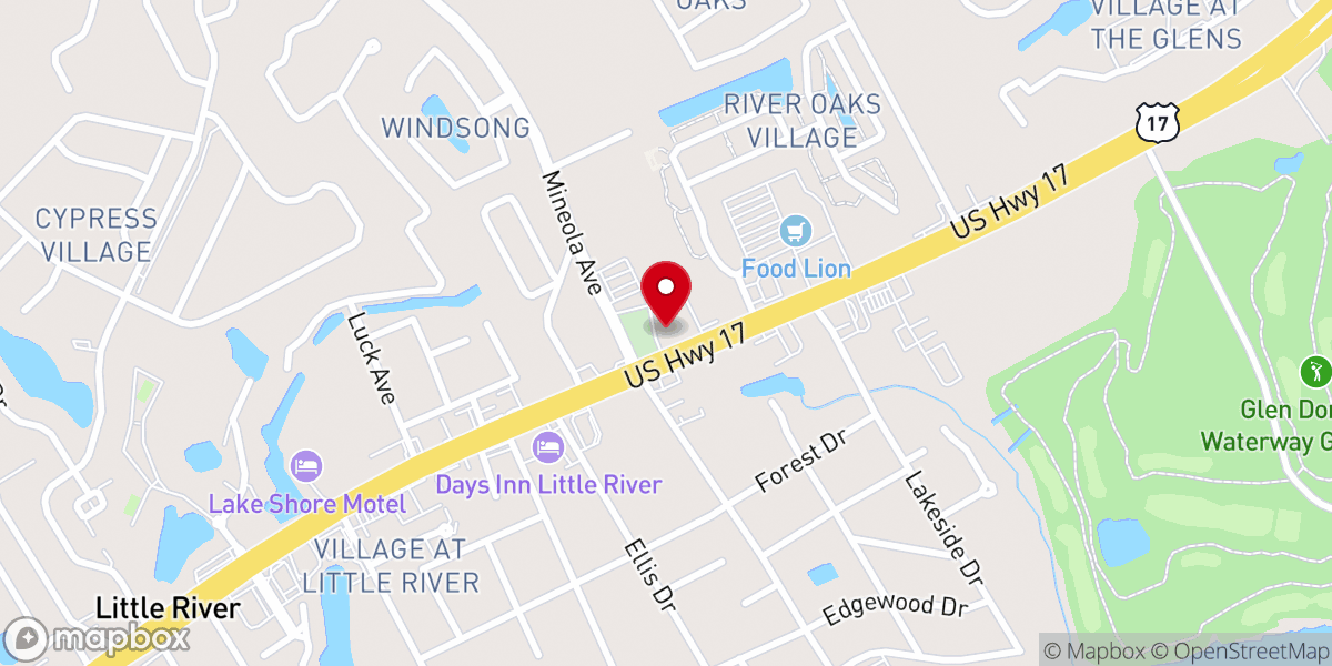 Map showing location of Little River United Methodist Church