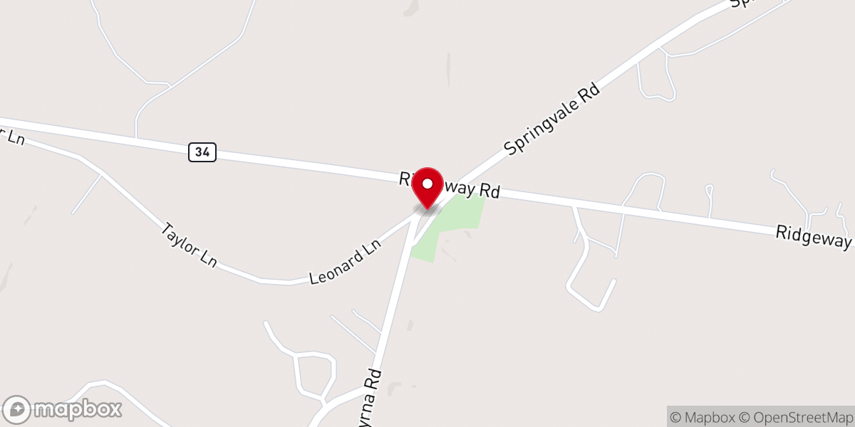 Map showing location of Smyrna Methodist Church
