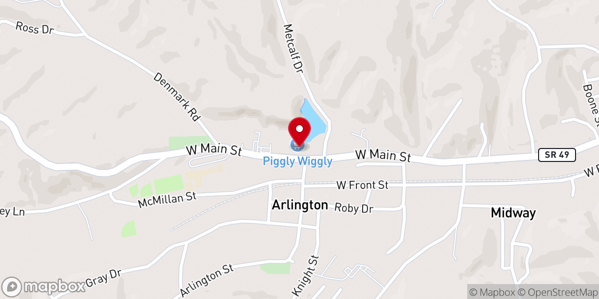 Map showing location of McGlashing’s Piggly Wiggly