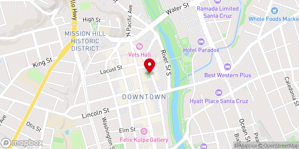 Map showing location of Santa Cruz Museum of Art & History
