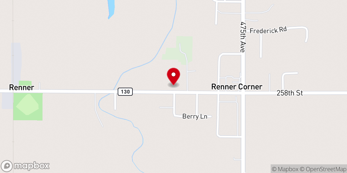 Map showing location of Renner Lutheran Church