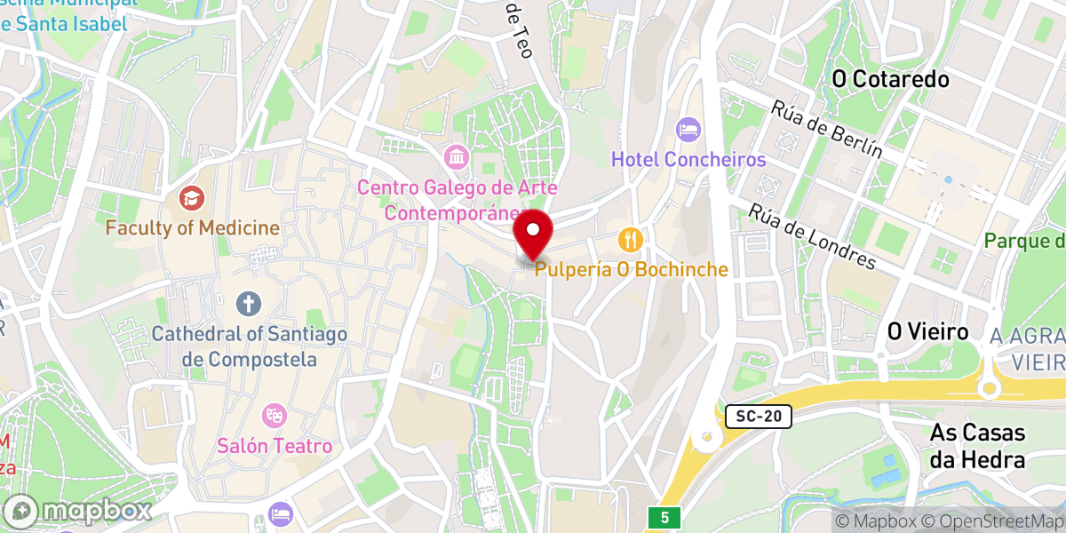 Map showing location of Iglesia de San Pedro Apóstol