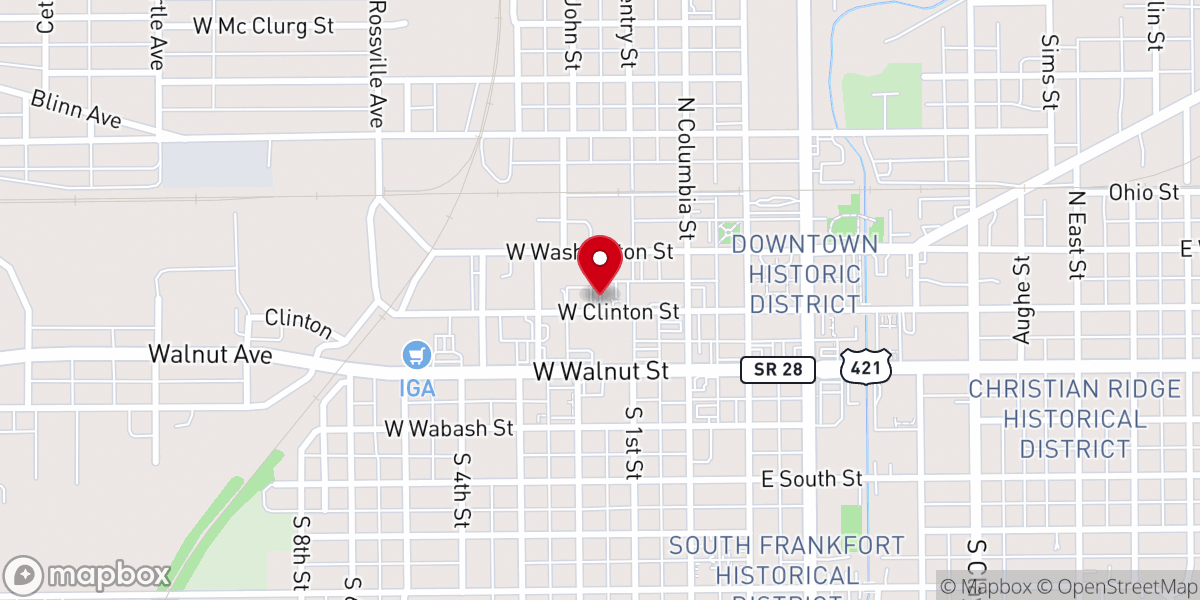 Map showing location of First Evangelical Presbyterian Church of Frankfort