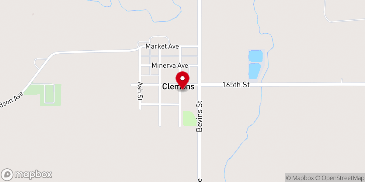 Map showing location of Clemons United Church of Christ