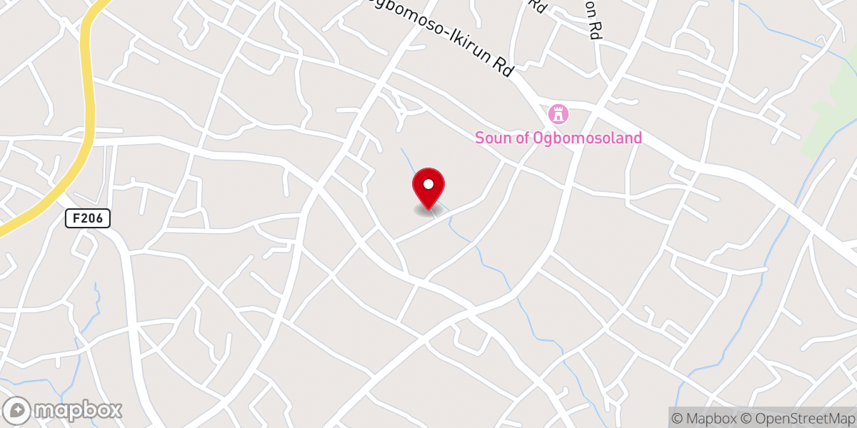 Map showing location of Oja Oba Baptist church
