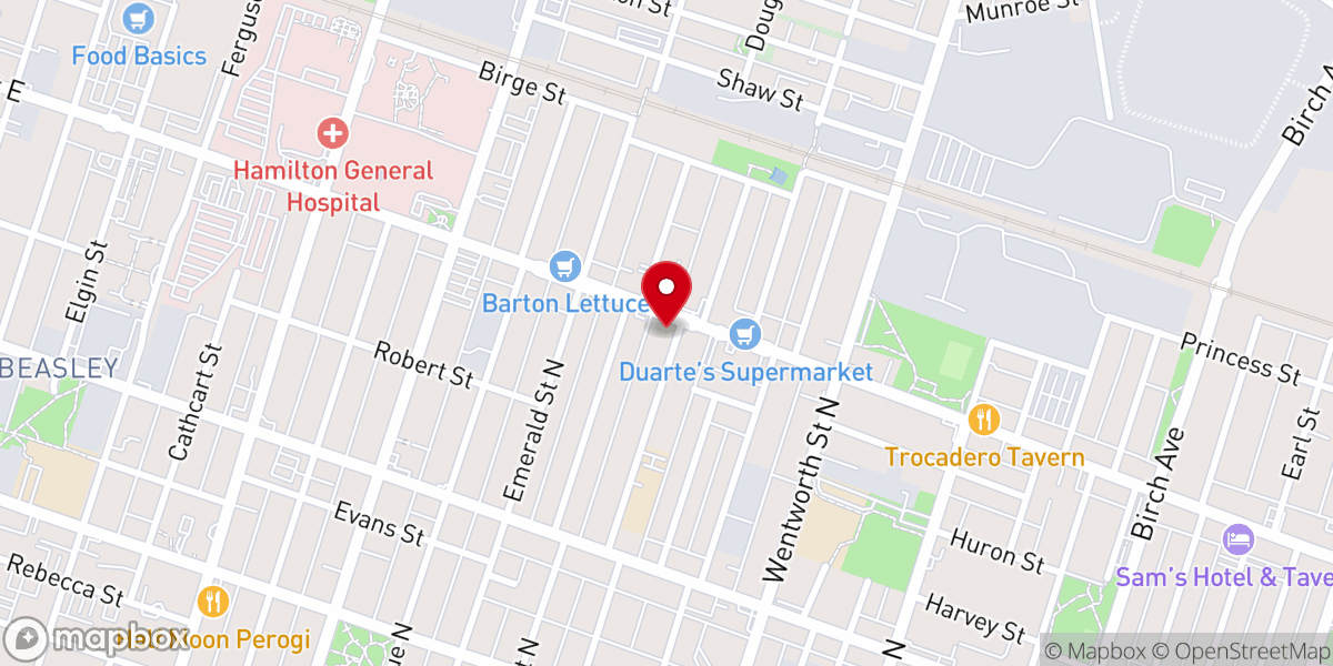 Map showing location of Iglesia Pentecostal Hispana de Hamilton