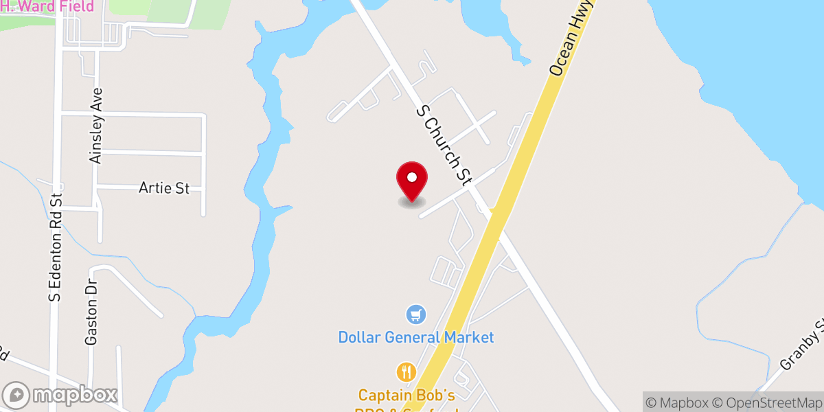 Map showing location of Chowan Baptist Association