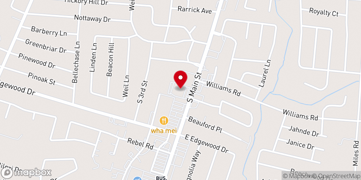 Map showing location of Edgewood Baptist Church