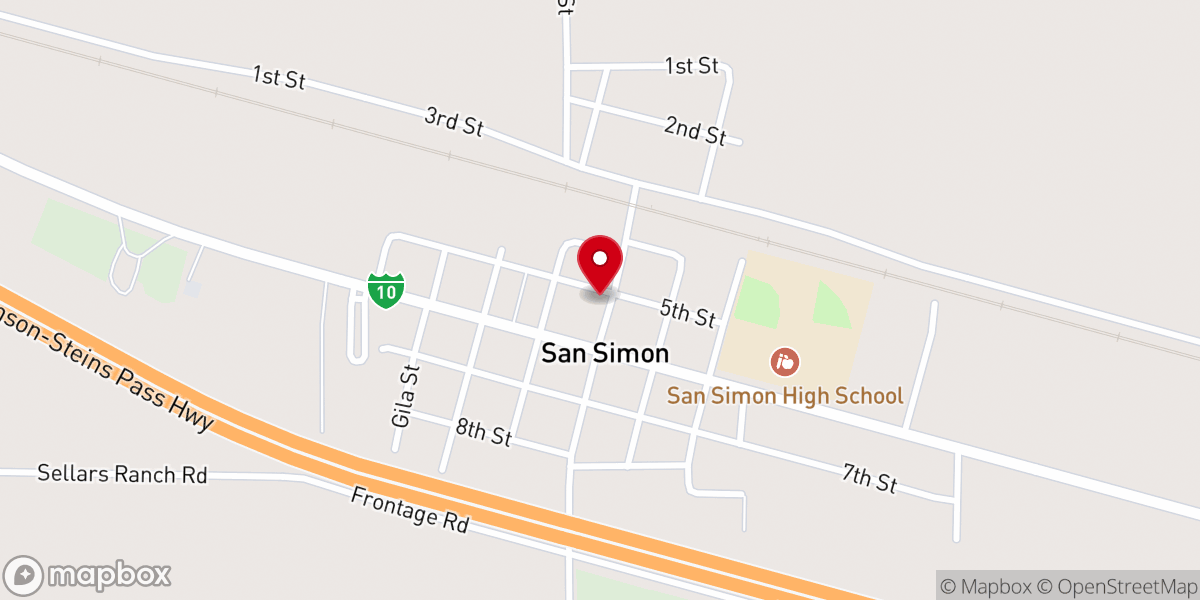 Map showing location of First Baptist Church Of San Simon