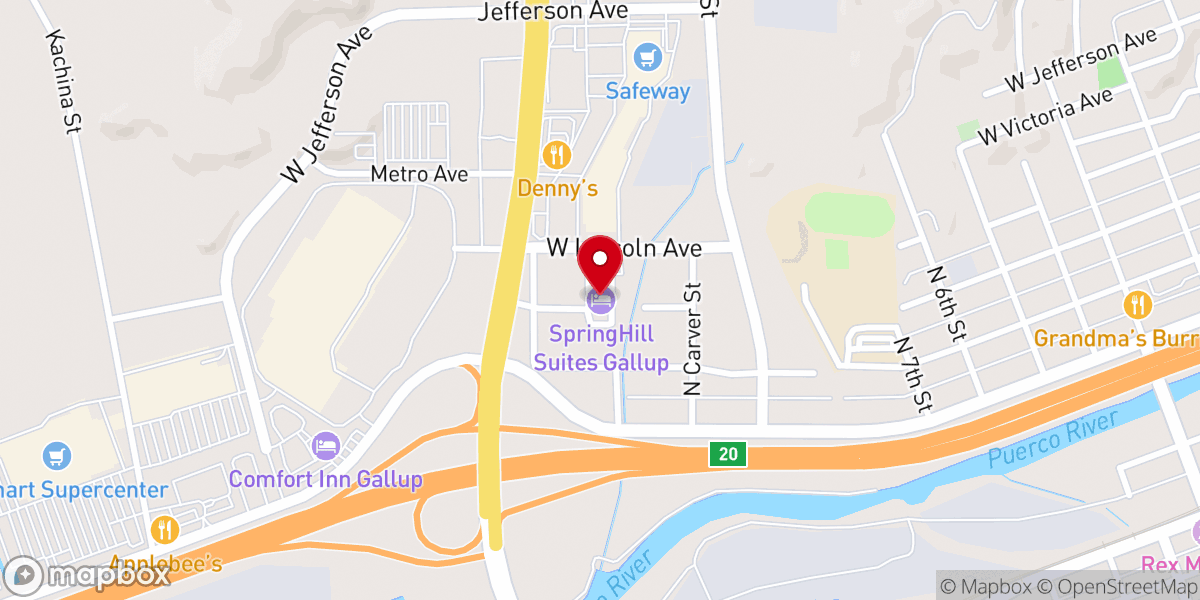 Map showing location of SpringHill Suites by Marriott Gallup