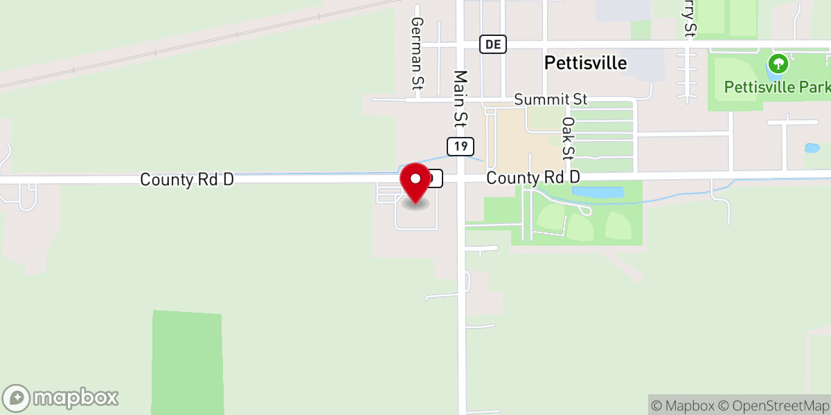 Map showing location of Pettisville Missionary Church