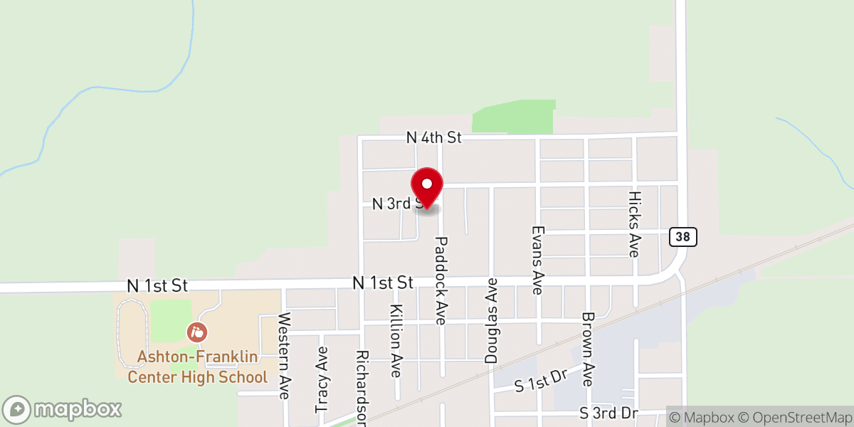 Map showing location of St. John's Lutheran Church