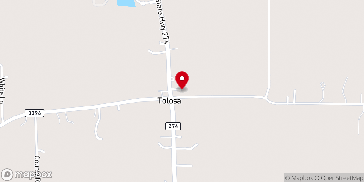 Map showing location of Tolosa Baptist Church