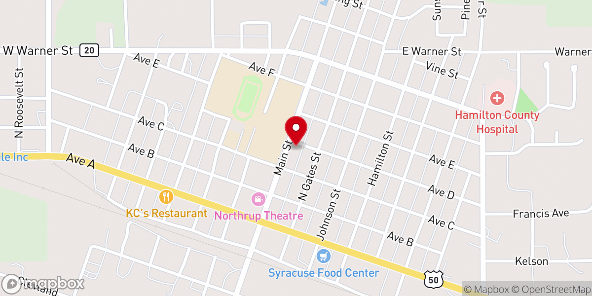 Map showing location of First Christian Church