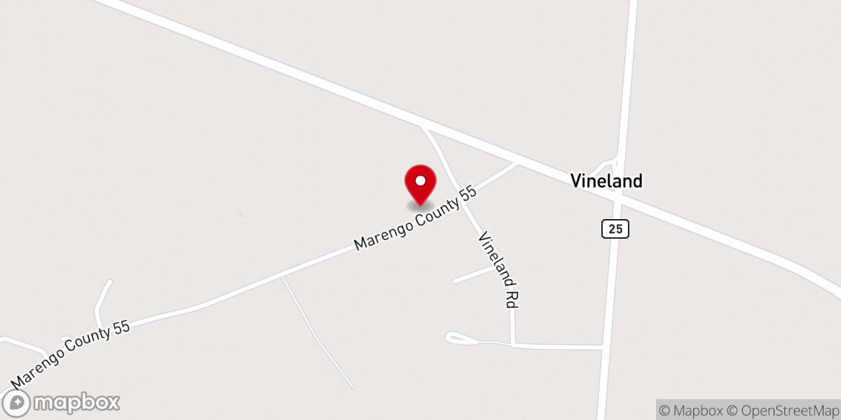 Map showing location of Vineland Church