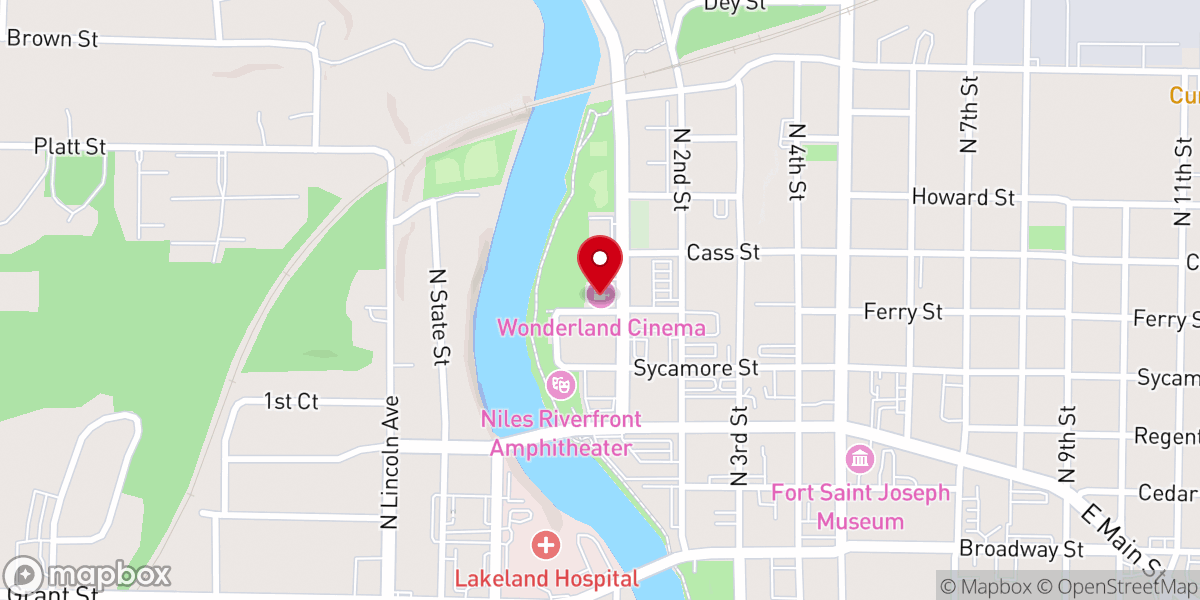 Map showing location of Wonderland Cinema Niles Michigan