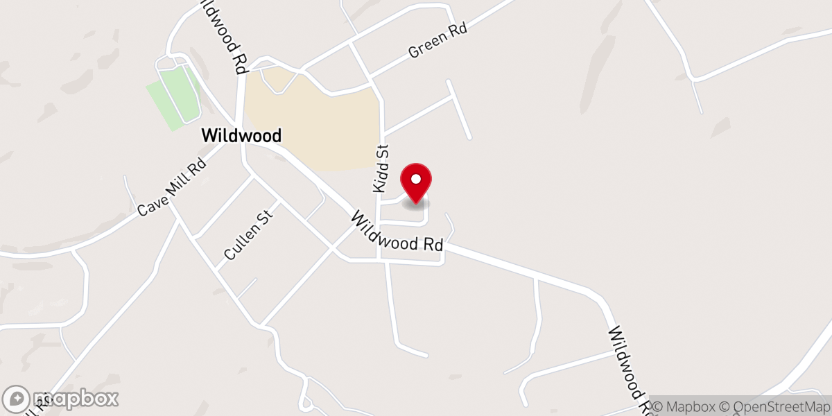 Map showing location of Wildwood Baptist Church