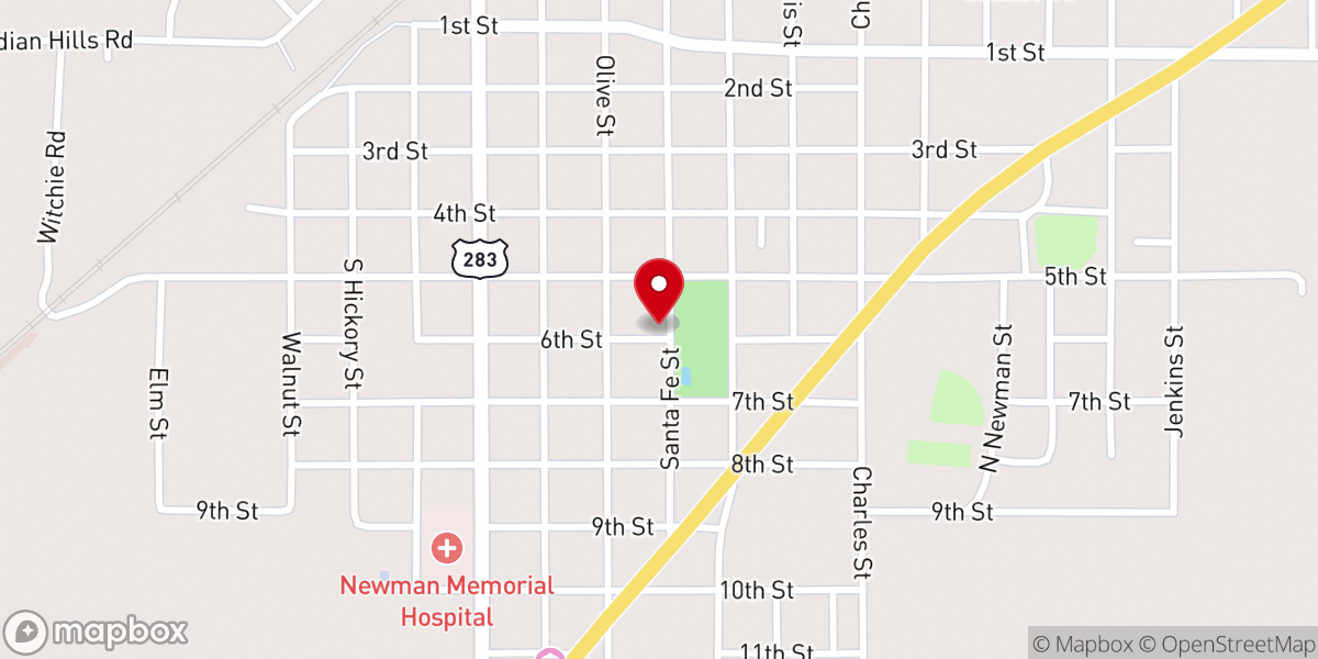 Map showing location of Shattuck Seventh-day Adventist Church