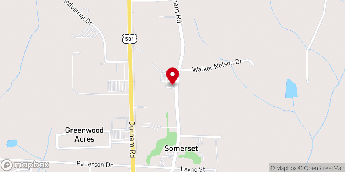 Map showing location of Shady Hill Baptist Church