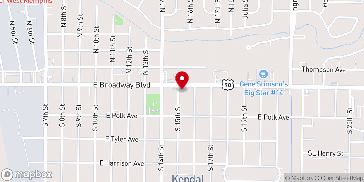 Map showing location of Church's Texas Chicken