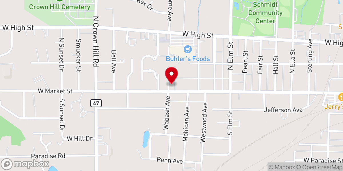 Map showing location of Orrville Mennonite Church