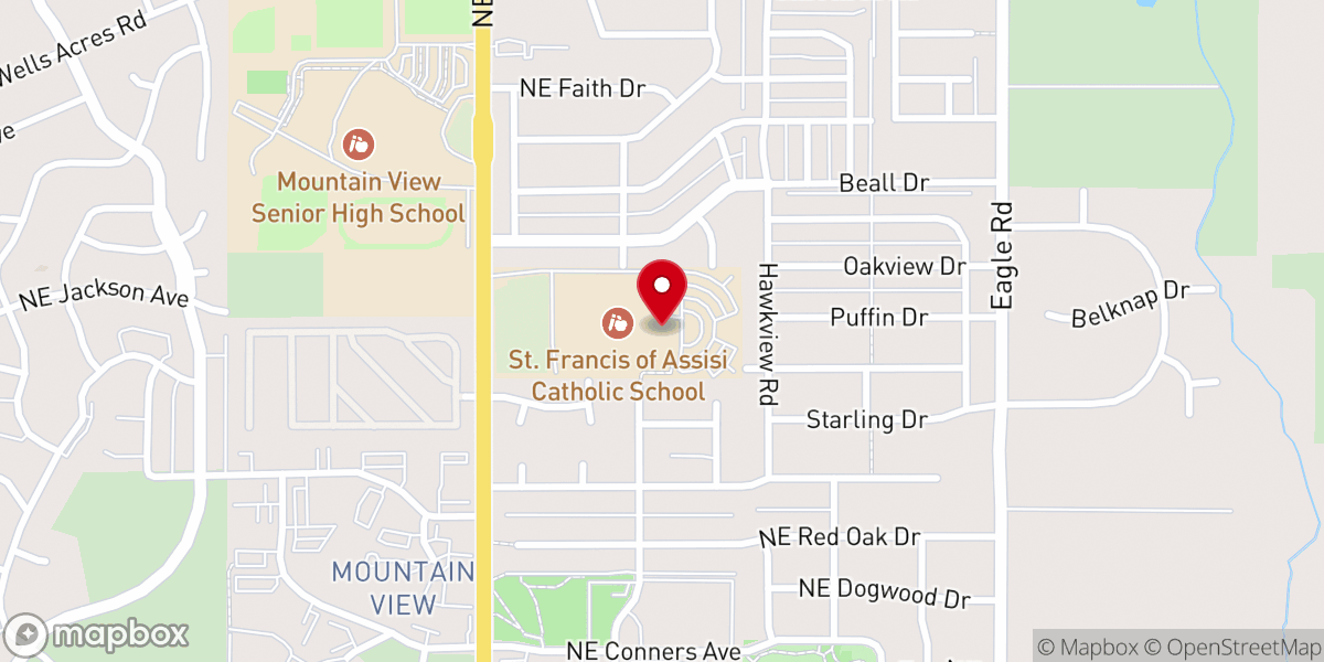 Map showing location of St. Francis of Assisi Catholic Church