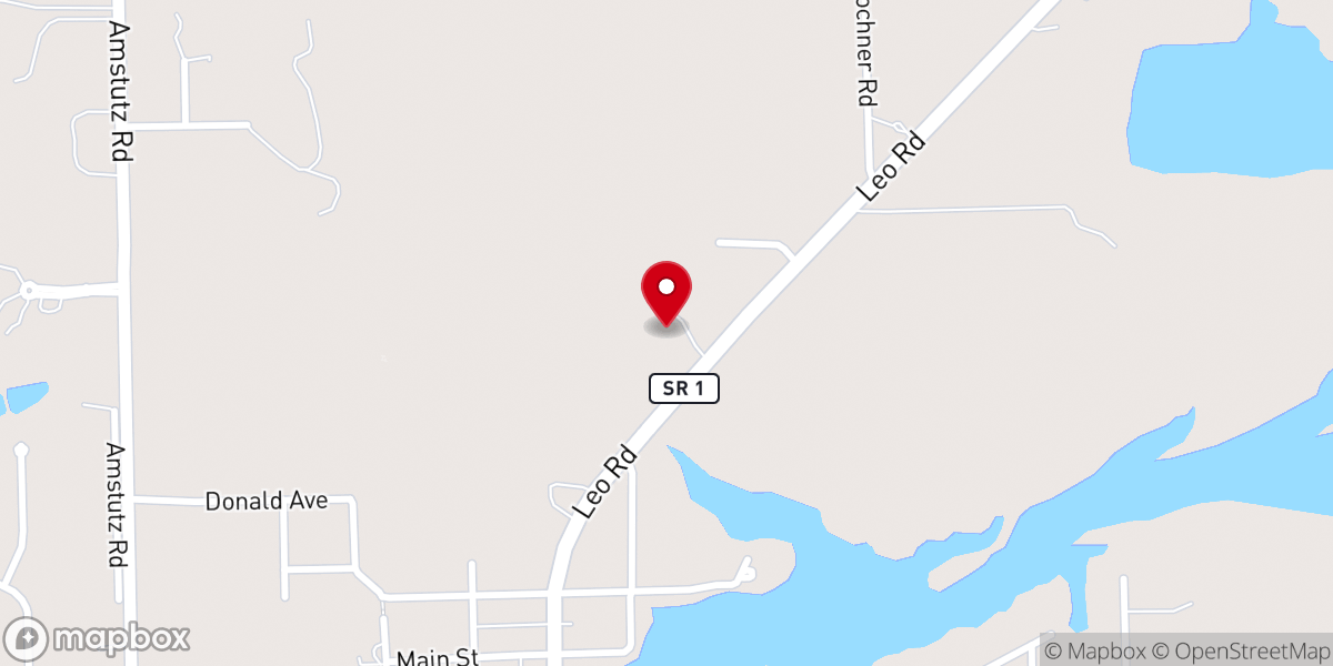 Map showing location of North Leo Mennonite Church