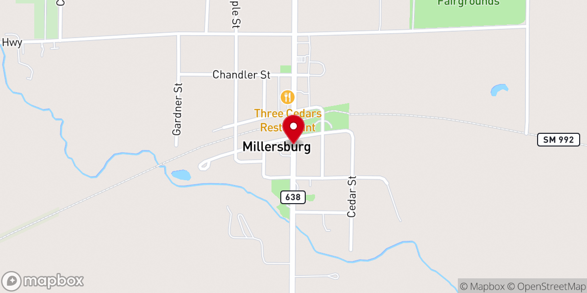 Map showing location of Millersburg United Methodist