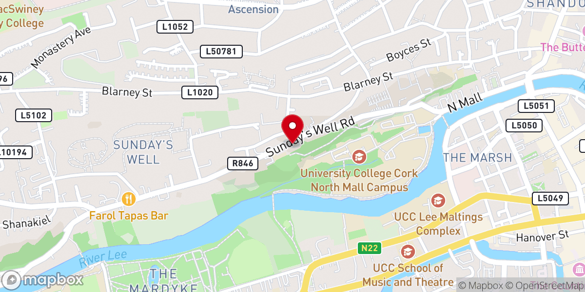 Map showing location of St Vincent's Catholic Church and Presbytery, Cork